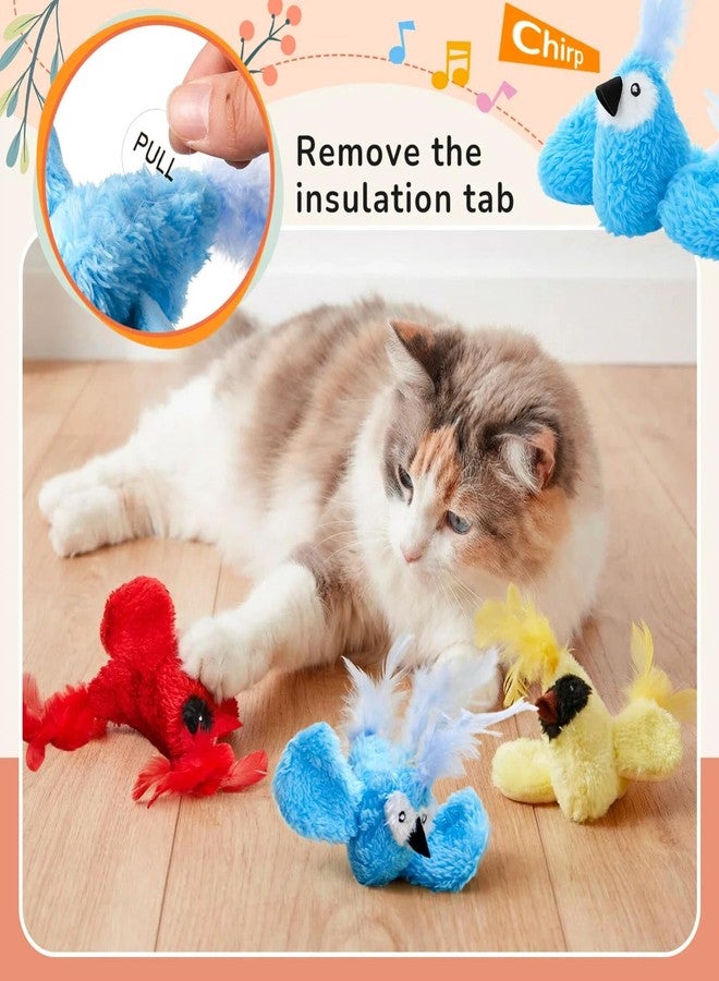 SilTriangle 3 Pcs Bird Cat Toy with Chirping Sound, 3.15 Inch Interactive Exercise Toy with Lifelike Bird Chirp, Red Cardinal Blue Jay Goldfinch for Indoor Bored Cats Kittens, Gifts for Valentines Day - Image 5